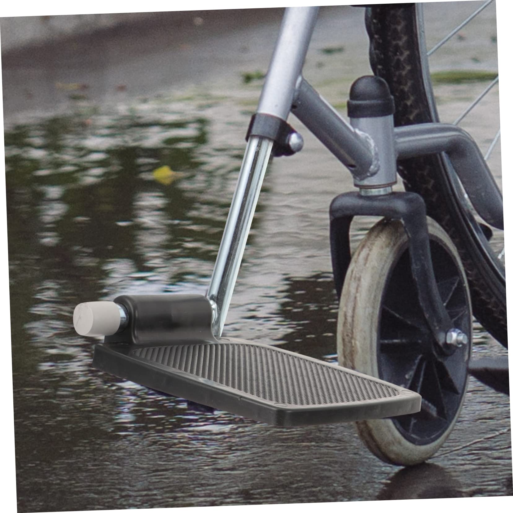 BESTYASH 1 Par de Reposapiés para Silla de Ruedas, Pedal Estable y Resistente de Plástico Negro con Poste, Adecuado para Uso Diario