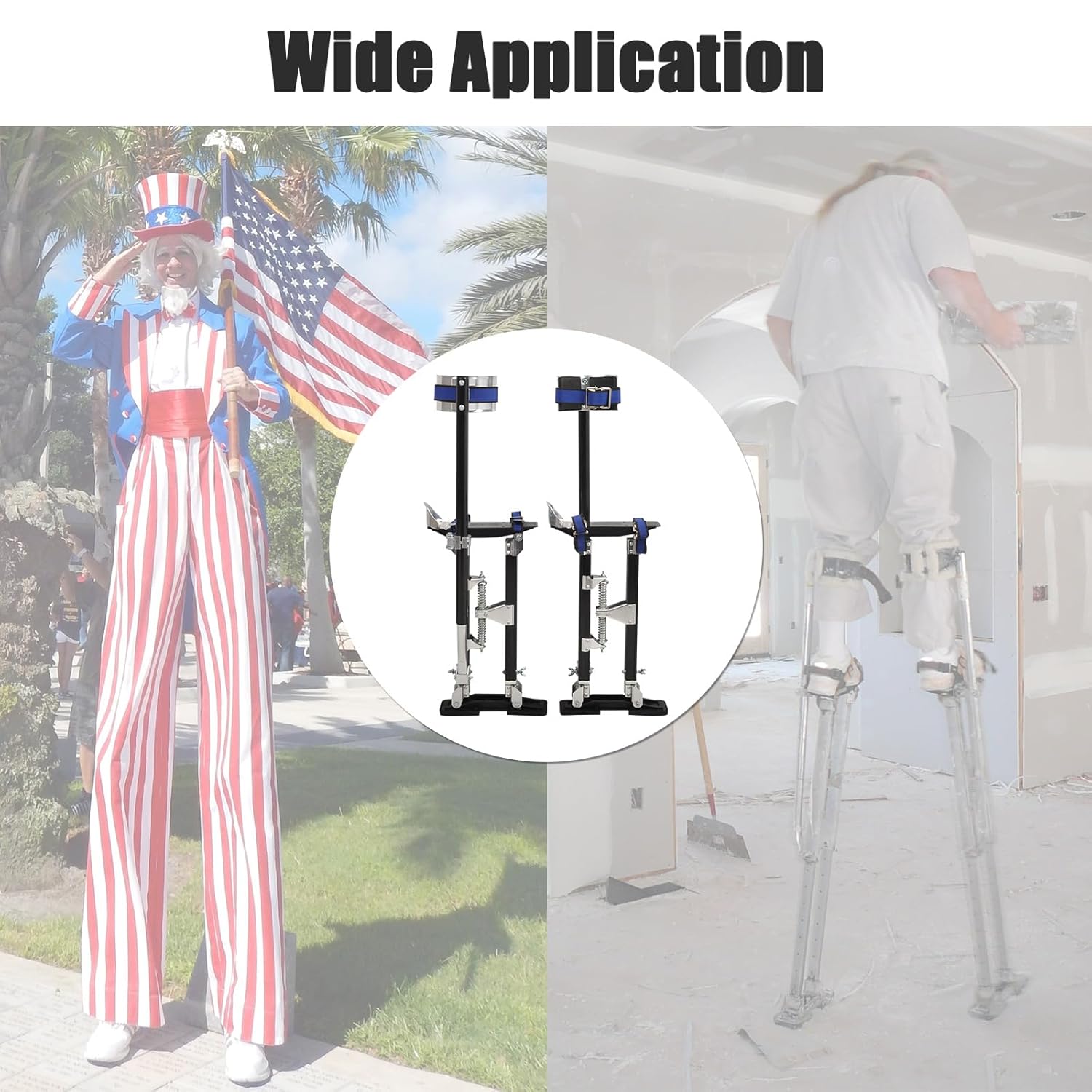 Drywall Stilts 18-30 Inch Height Adjustable Lifts Aluminum Tool for Painting Finishing Pruning Branches Cleaning - Black (18" - 30")