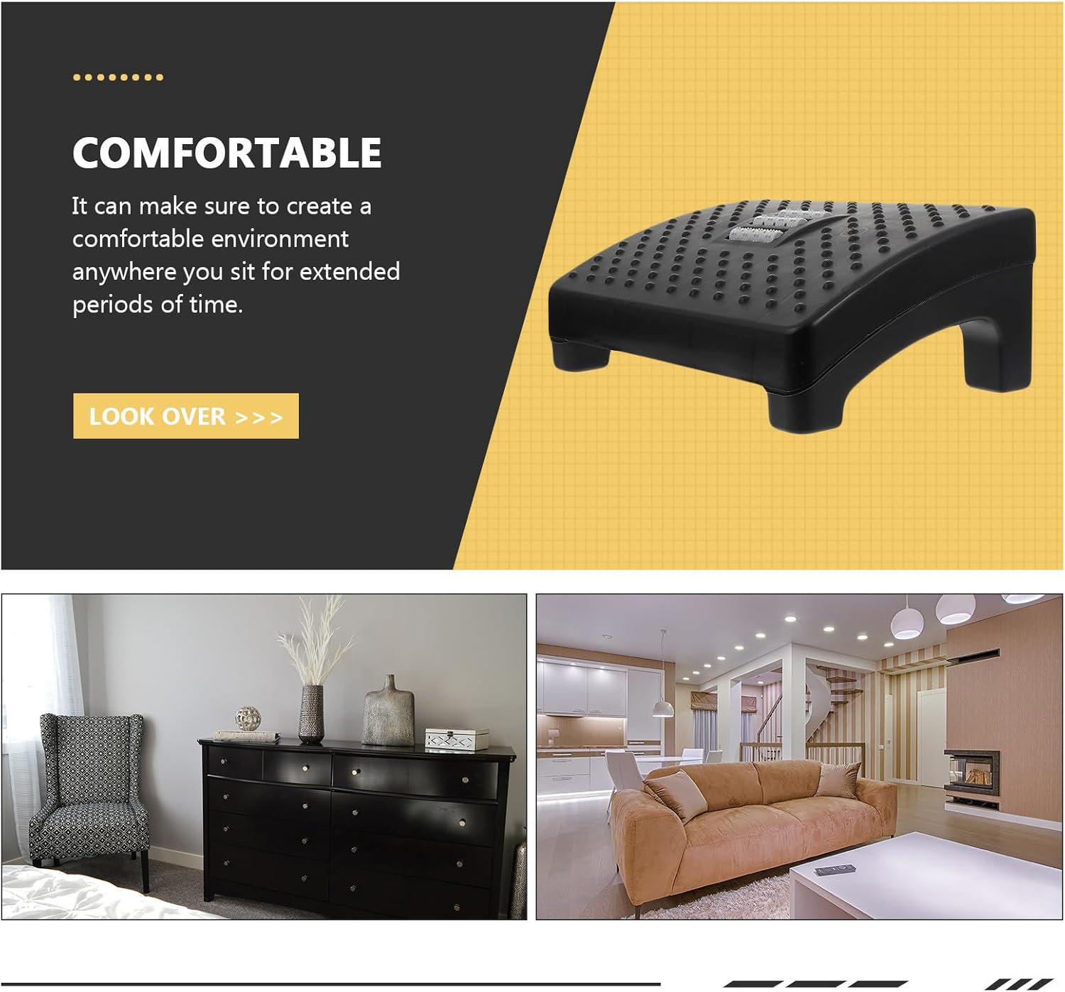 Office Desk Footrest Black Footstool Height Lightweight Portable Foot Support Stool for Comfortable Sitting and S Piano Footrest