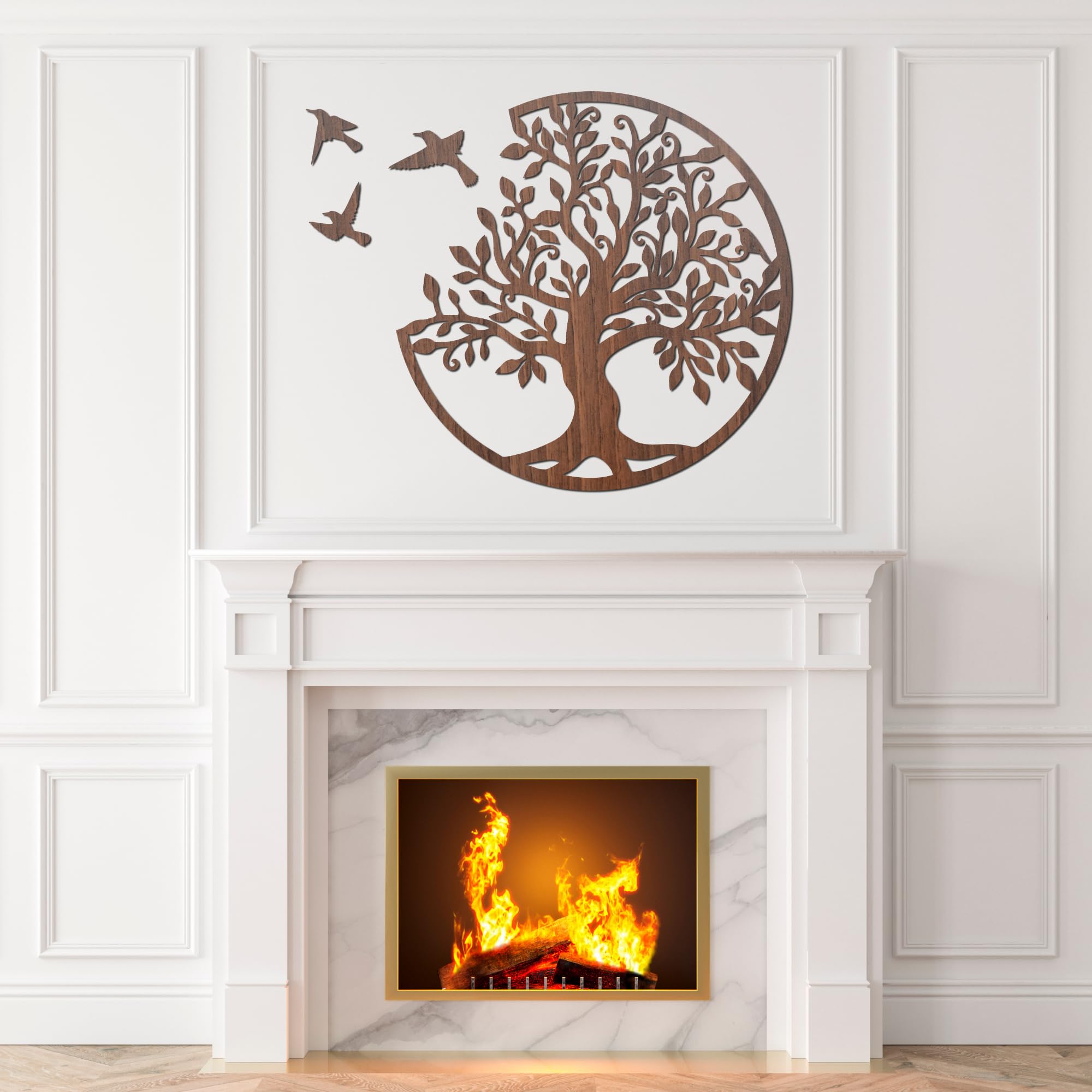 SENTOP HDF0504 Baum des Lebens, Geschnitztes Bild an der Wand aus Holzmaterial für den Innenraum, HolzKunst Dekor (Walnuss, 120 cm)