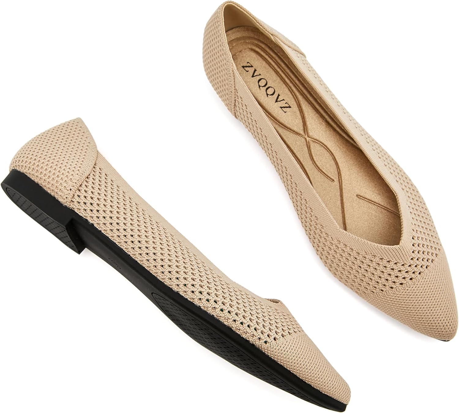 Ballet Flats Shoes for Women Knit Mesh Flats Shoes Womens Dressy Comfortable Pointed Toe Washable Slip On Flat