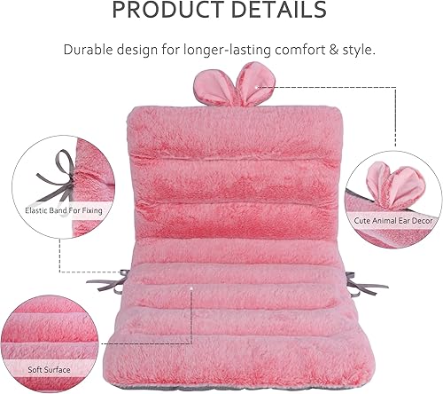 Miniatura 3 de ELFJOY Cojín para silla de escritorio, 33.5 in, cojín para silla de oficina, cojín de asiento con soporte para espalda, cojín de tumbona con banda