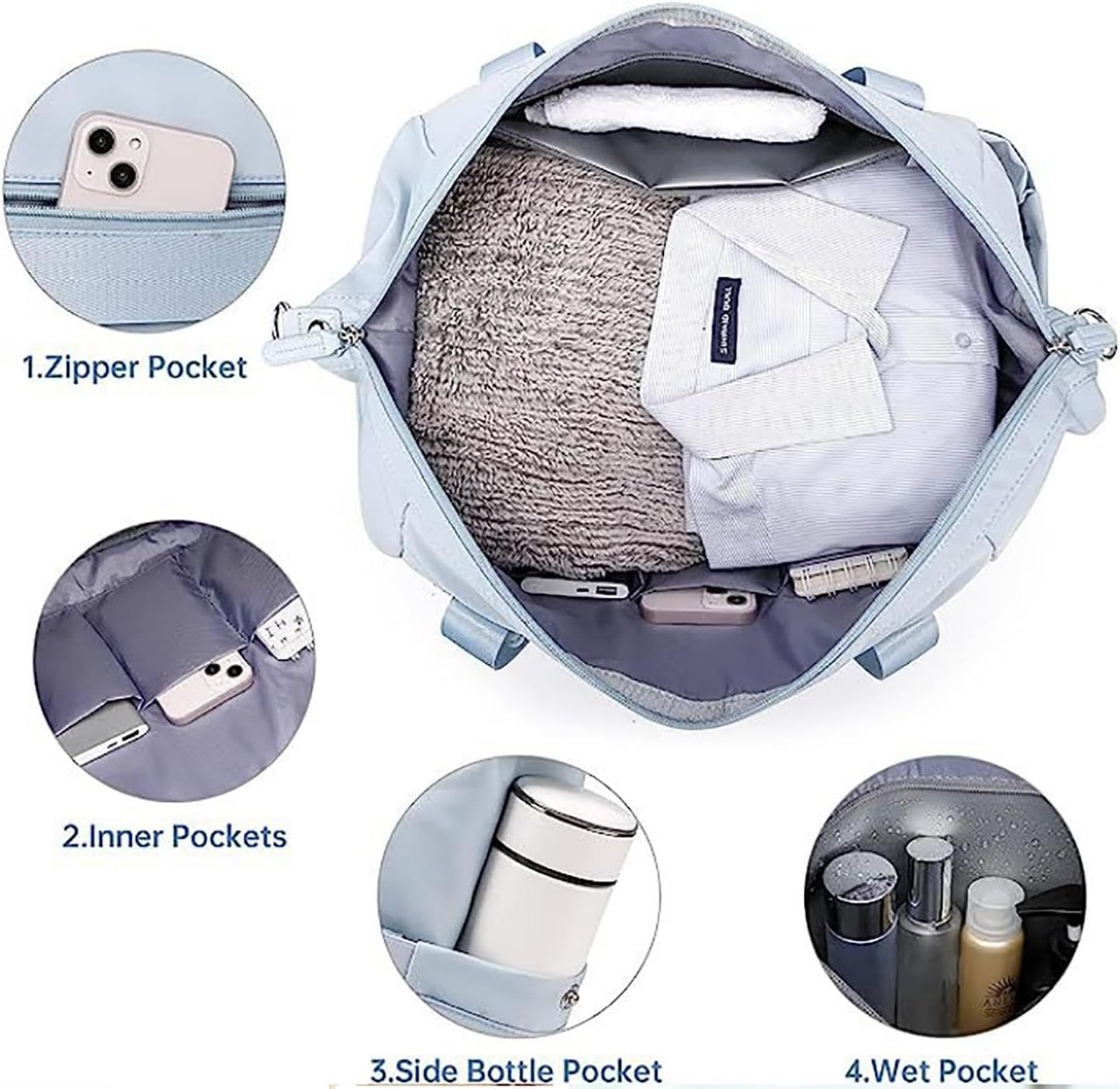 Torba Weekendowa Dla Kobiet,sportowa Torba Podróżna Z Przegrodą Na Buty I Portem ładowania Usb,torba Gimnastyczna Z Kosmetyczką,torba Sportowa Do Podróży, Siłowni, Jogi, Wycieczek