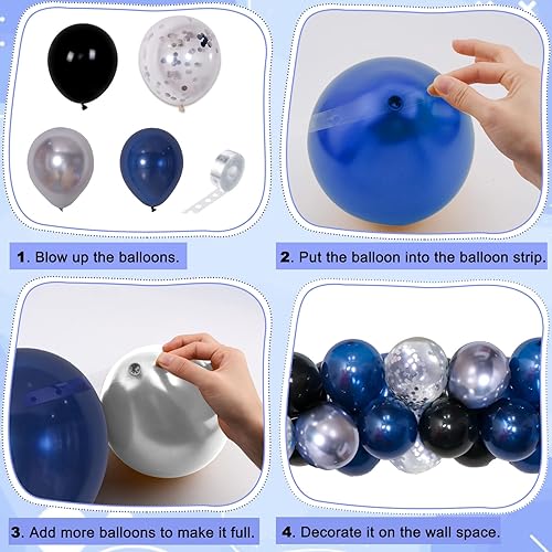 Miniatura 7 de Decoraciones de cumpleaños azules y negras para hombres y mujeres, 62 piezas de decoraciones de feliz cumpleaños para niños y niñas, suministros de