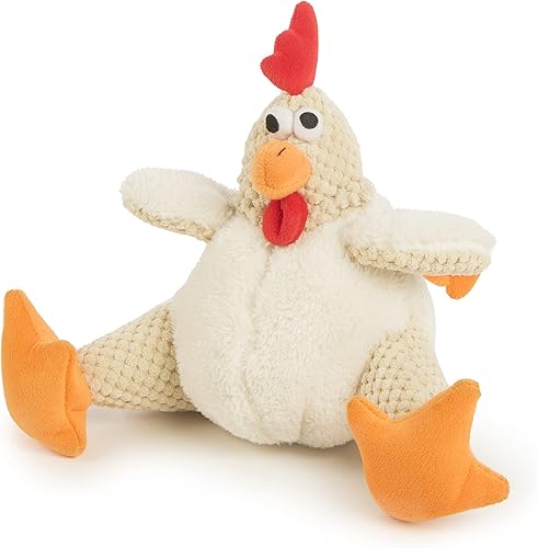 Miniatura 3 de goDog Checkers Fat Rooster Squeaker - Juguete de peluche para perros y cachorros suave y duradero resistente y resistente a los masticables costuras