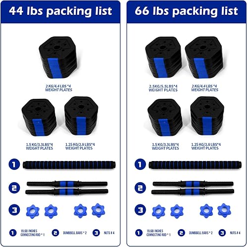 Miniatura 2 de VIVITORY Dumbbell Sets Adjustable Weights Free Weights Dumbbells Set with Connector Non-Rolling Adjustable Dumbbell Set Weights Set for Home Gym 22