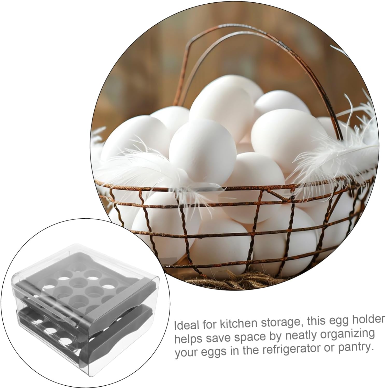 Egg Tray Lid Storage Box Double Layer Egg Holder for Fridge Kitchen Organizer Odor-