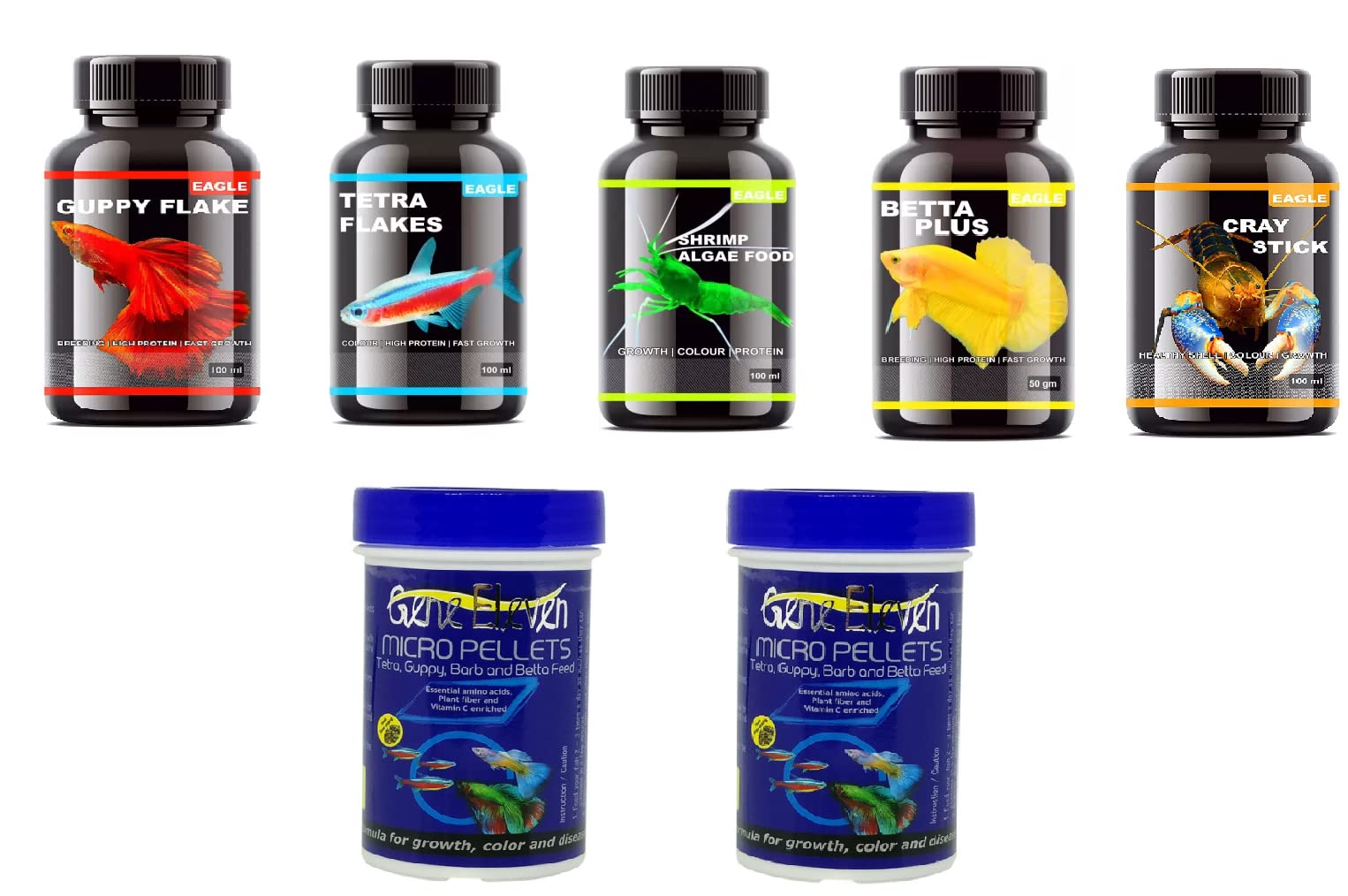Eagle Guppy 1pcs+Tetra 1pcs +Betta 1pcs +Shrimp 1pcs +Cray 1pcs + Micro Pellet Fish Food 30g- 2 pcs (7 in 1 Combo) Sold by RedBeaks (B0BCSJLYXV) Amazon Price History, Amazon Price Tracker