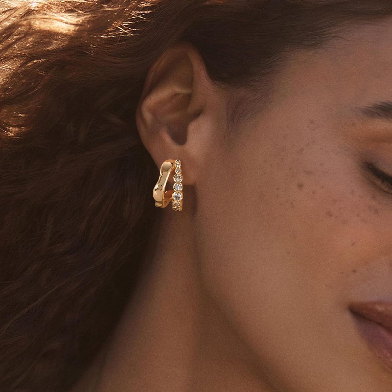 MTMY Gold Stud Earring for Women 14K Gold Plated Dainty Cubic Zirconia Studs Earrings Cute Simple Elegant Earrings Jewelry - Image 4