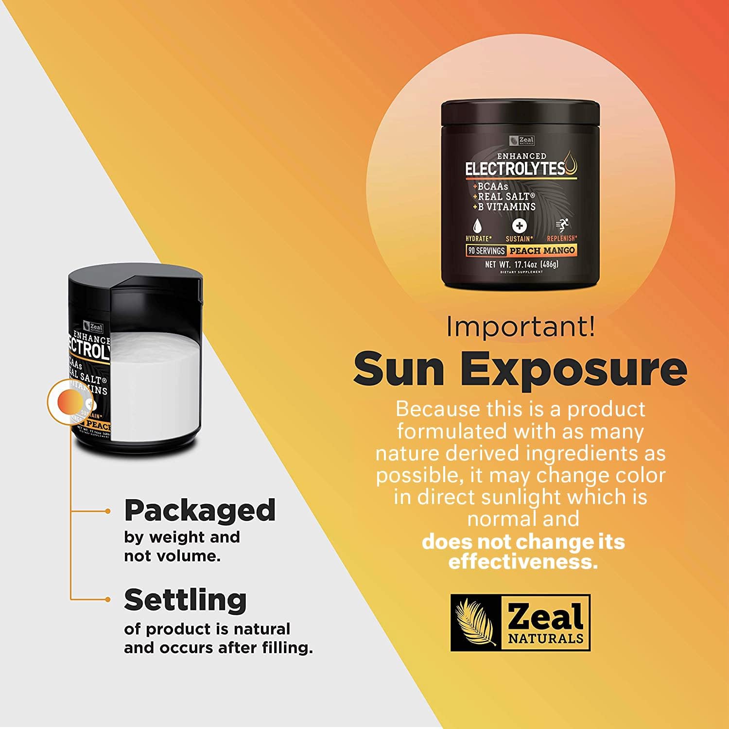 Enhanced Electrolyte Powder (Peach Mango | 90ct.) + BCAA, B-Vitamins & Real Salt® - Hydration Powder w Potassium, Sodium, Zinc, Magnesium for Hydration : Health & Household