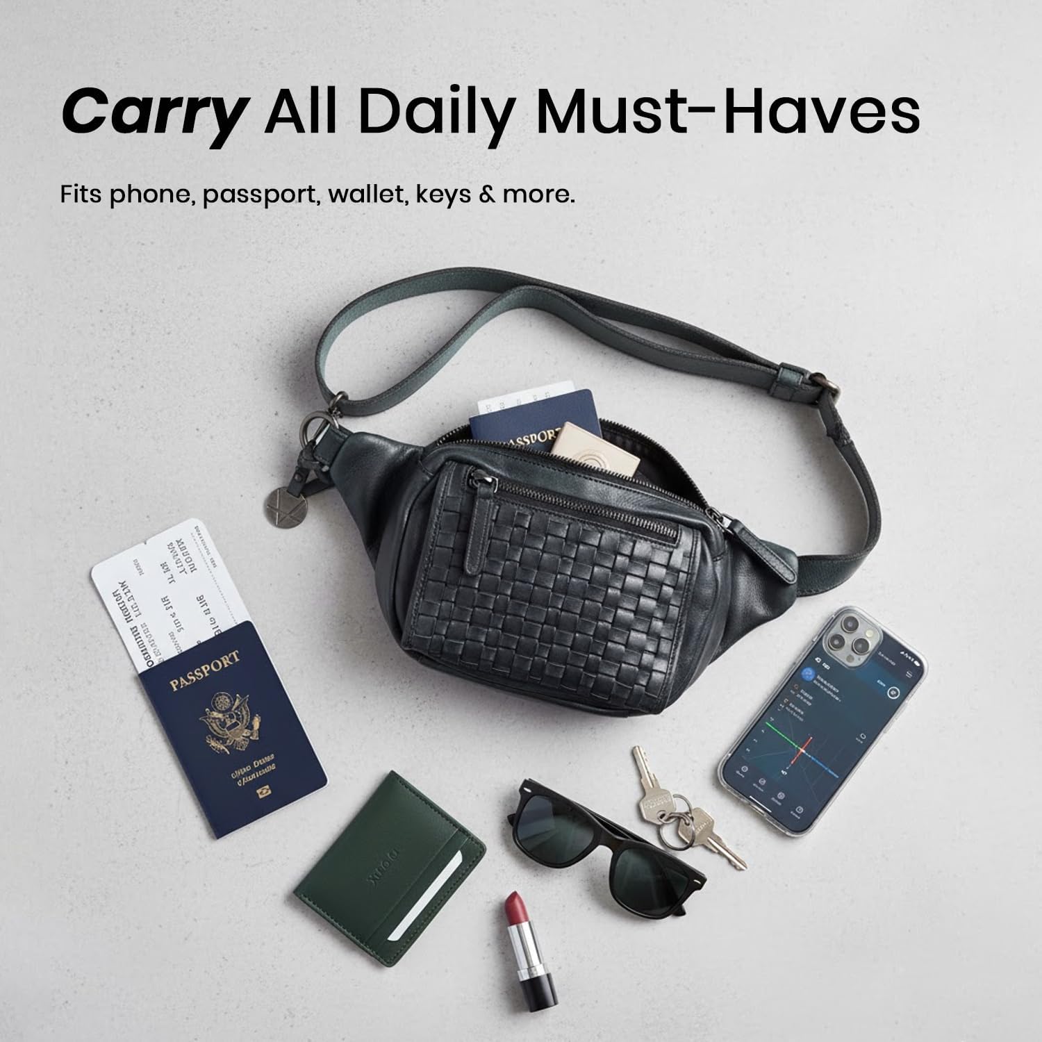 Genuine Leather Waist Bag Unisex, Waist Bag for Travel Trendy Casual Travelling Essentials Kept Bag Stylish, Durable, and Secure Travel Companion(VL-094-GREY) - Image 5