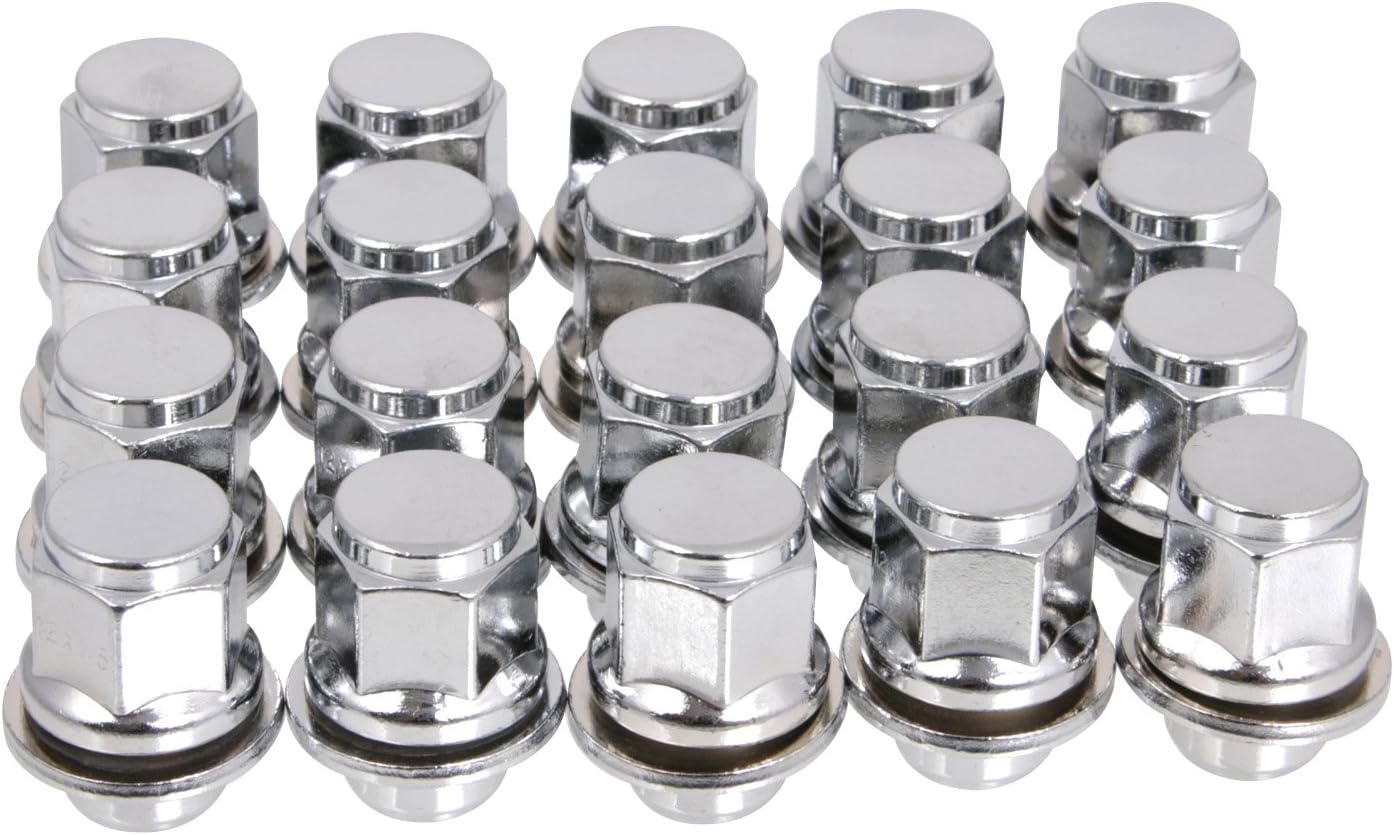 (20) UberTechnic Silver Chrome Mag Style Lug Nuts - 12x1.25 Thread Size - 1.5" Length - Installs with 21mm or 13/16" Hex Socket - For many 5Lug Nissan & Infiniti Vehicles Cars