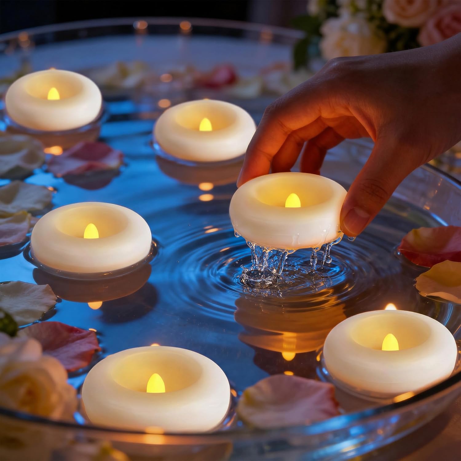 200 Hour LED Floating Candles 2.75", Water Activated Flameless Tealights, Waterproof Battery Operated Fake Candles for Wedding Centerpieces, Cylinder Vases & Pool Decor, Warm White (12PK)