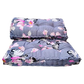 Deevine Craft Soft Thick 5-Inch Cotton Box Mattress | Gadda Medium Firm Soft Cotton Multicolour Mattress | Cotton Box Rectangle Type Single Bed Mattress (3X6 ft or 72X36X5 Inches) Grey Floral Print