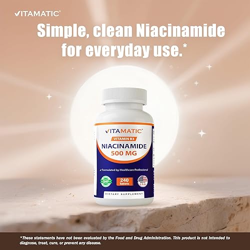 Miniatura 4 de Vitamatic Niacinamida 500 mg 240 Tabletas - Vitamina B3 sin rubor - Apoya la producción de energía - Paquete de 2