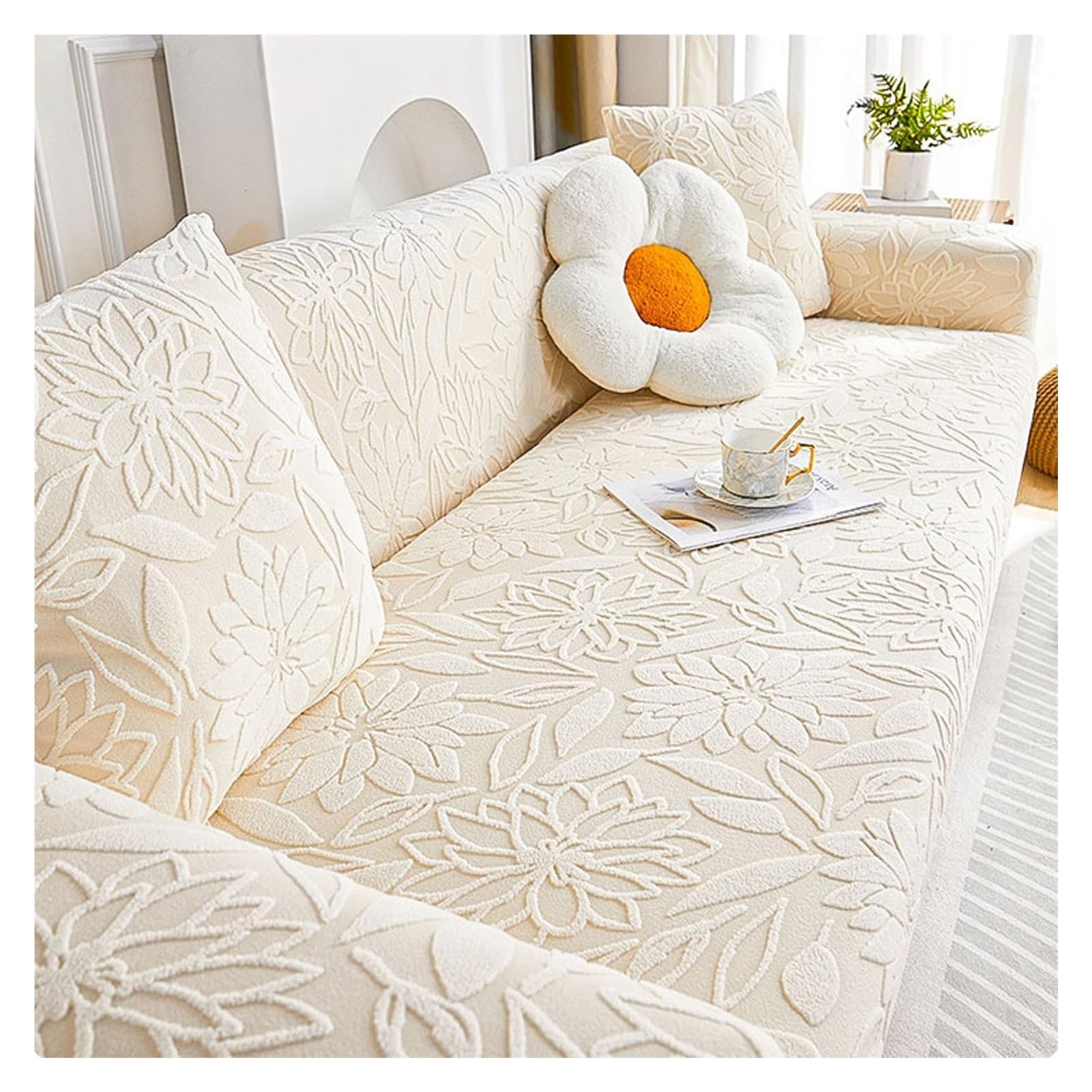 Housse de canapé velours lavable anti taches pour salon