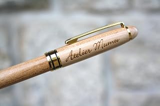 Personalized pen, unique birthday wedding guests gift, custom original present, name, initials, date engraved by laser, with velvet pocket.