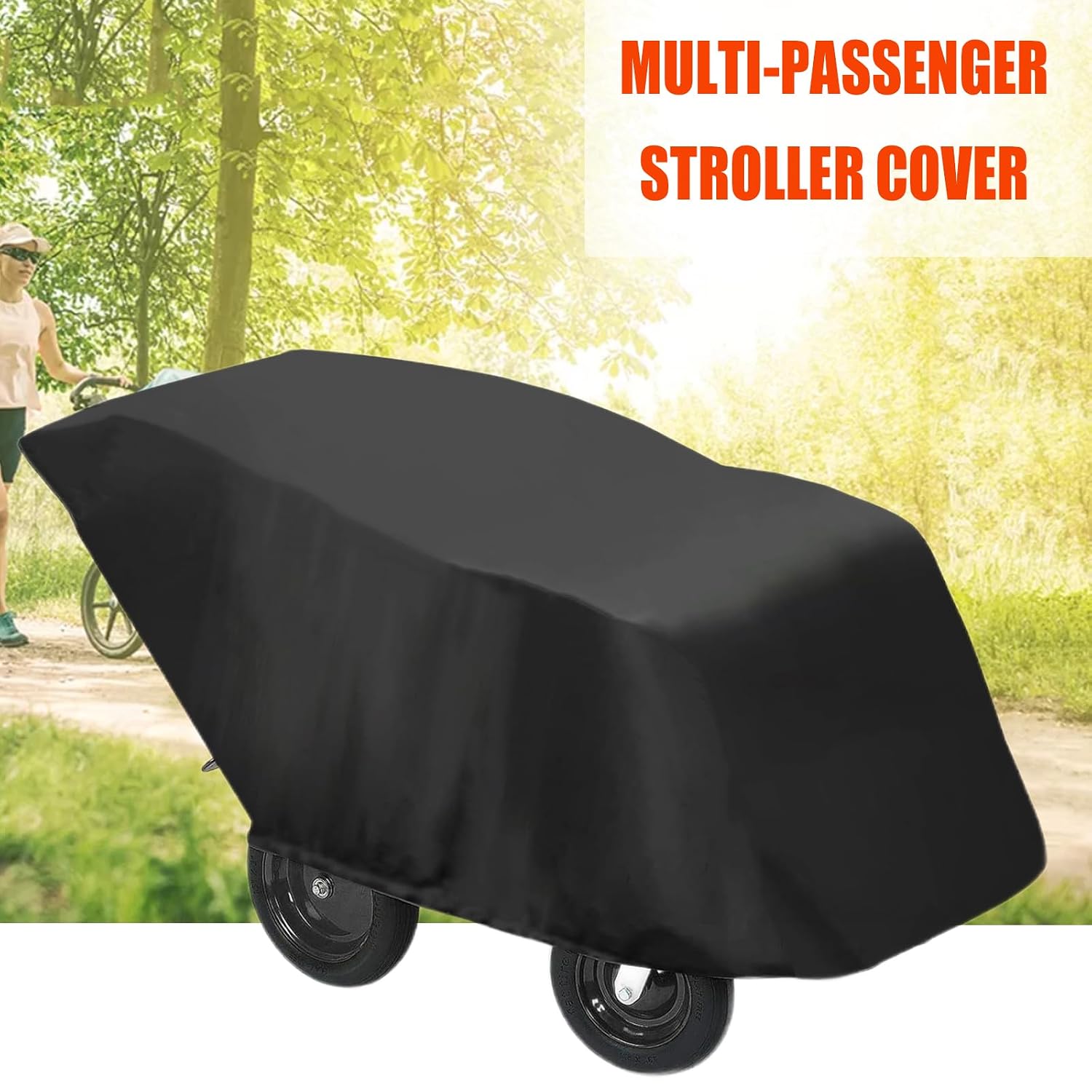 6 Seater Stroller Cover, Waterproof 420D Oxford Cloth, 6 Passenger Stroller Cover, Blcak