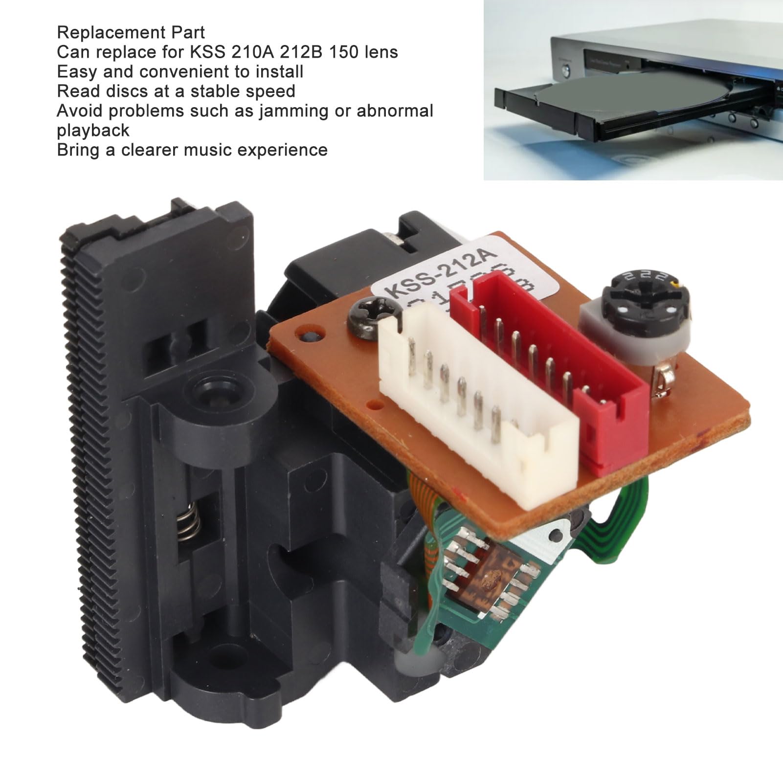 Pieza de Reparación de Repuesto de Lente óptica, Lente óptica de Reproductor KSS 210A 212B 150 con Alta Estabilidad para Mecanismo de CD/VCD