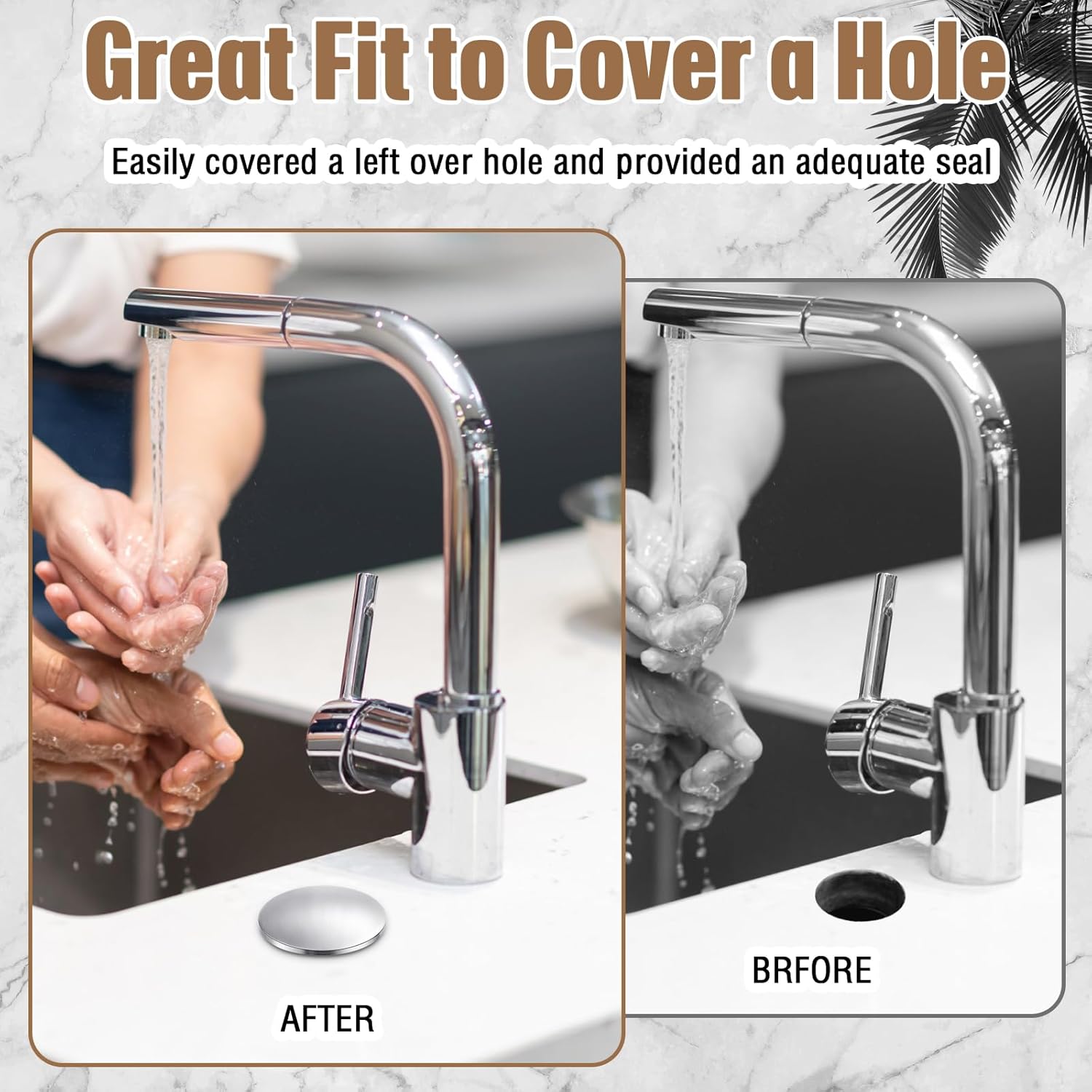 LEIFIDE 2 Pcs 2 Inch Kitchen Sink Hole Cover Faucet Hole Cover Stainless Steel Kitchen Sink Tap Plate Stopper Blanking Metal Plug(Brushed Stainless Steel)