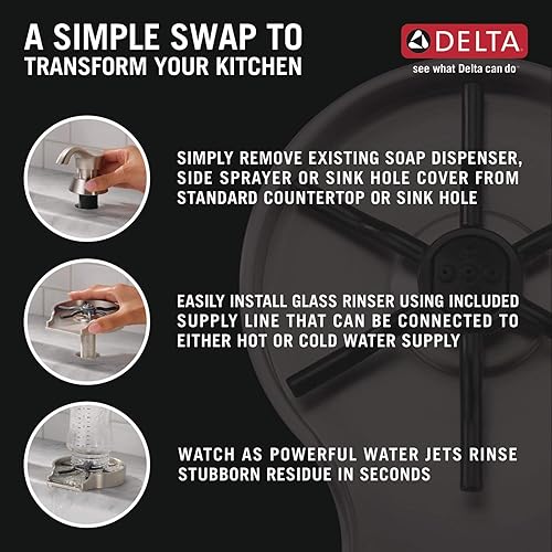 Miniatura 5 de Delta Faucet Enjuagador de vidrio para fregaderos de cocina accesorios de fregadero de cocina enjuagador de vidrio de barra SpotShield inoxidable