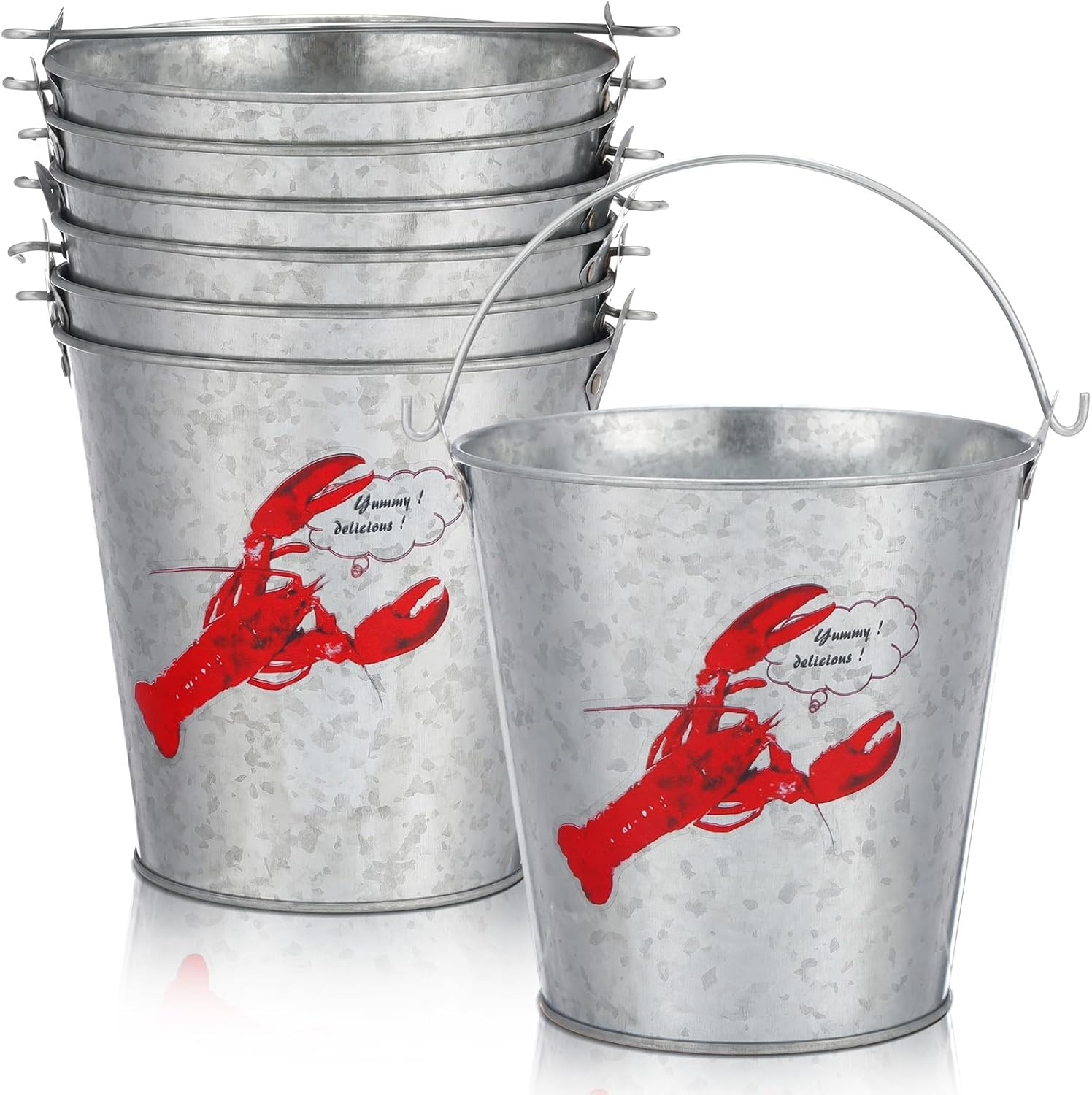 Yungyan 6 Pack Crawfish Boil Party Supplies Metal Buckets with Handles Seafood Ice Buckets Lobster Crab Boil Mint Julep Ice Tub Beverage Tub for Seafood Festival Summer Birthday BBQ Picnic