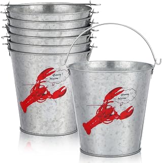 Yungyan 6 Pcs Crawfish Boil Metal Buckets, 5 x 4.8 in, with Handles