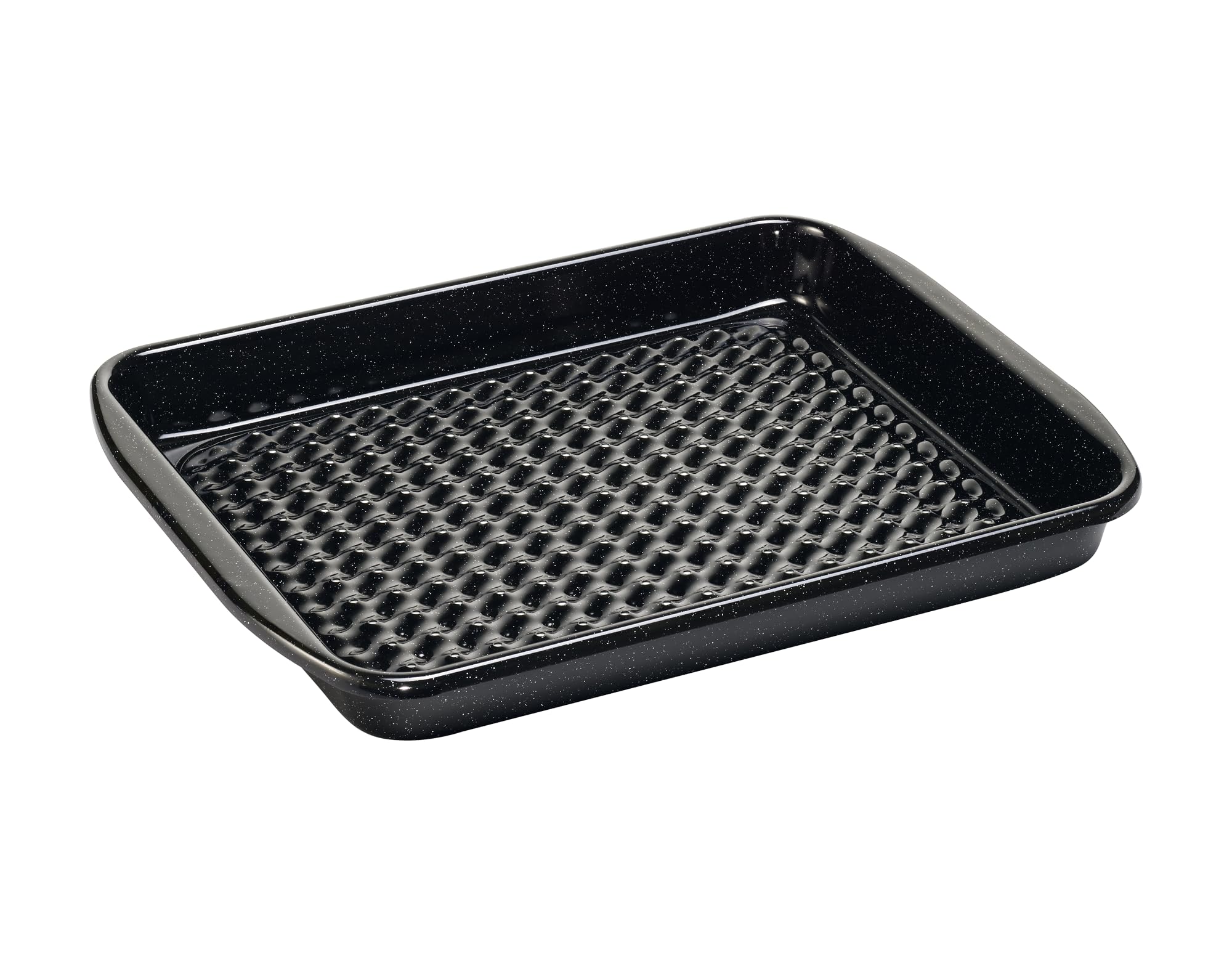 Riess, 0399-022, Grilltasse eckig, Boden gelocht, CLASSIC - SPEZIALARTIKEL, Maße 32 x 42 cm, Höhe 4,5 cm, Emaille, schwarz