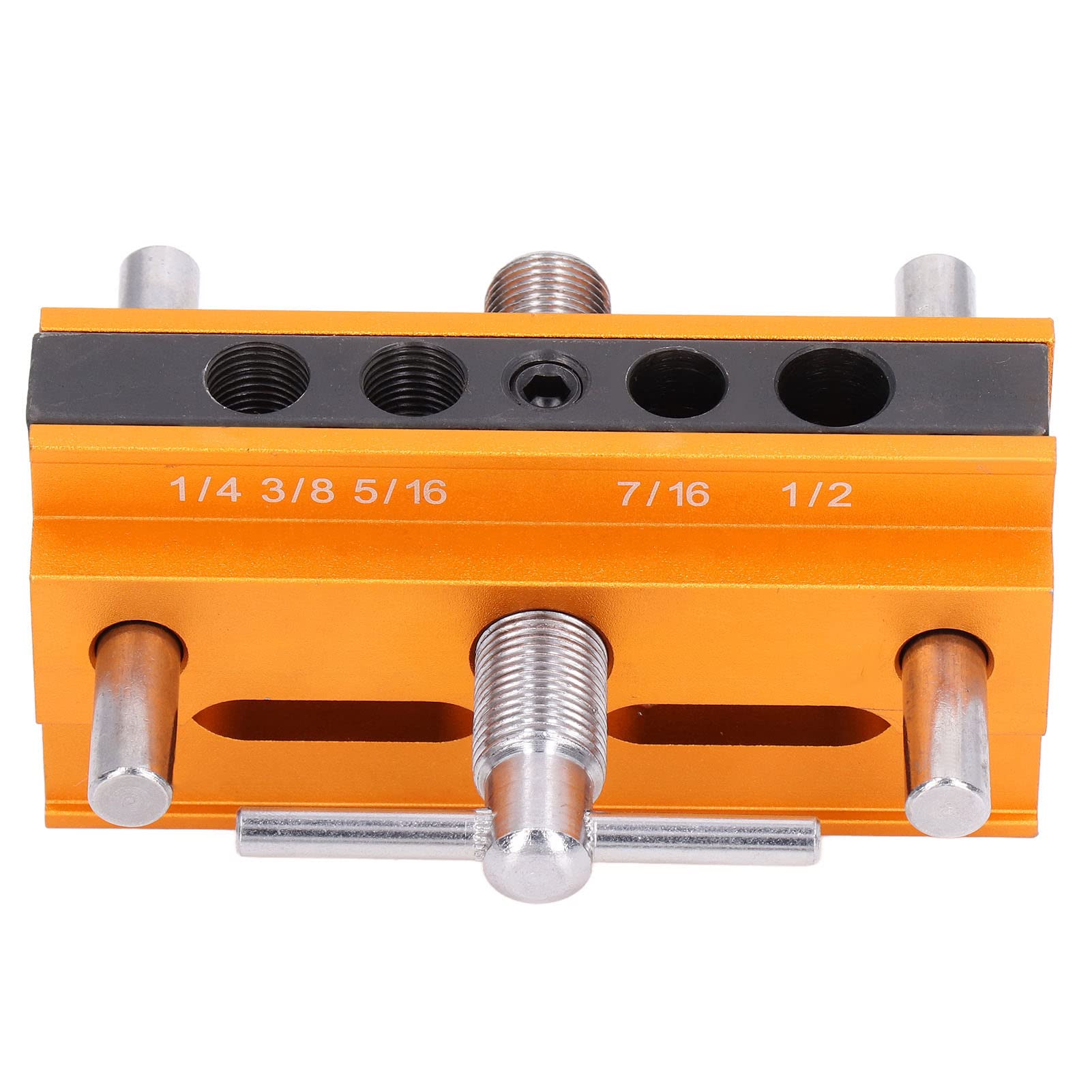Dima per Spinatura Legno, Kit di Maschere di Centraggio Autocentranti, Guida di Foratura a Larghezza Regolabile, Localizzatore di Foratura Verticale in Legno Giallo da 64 mm