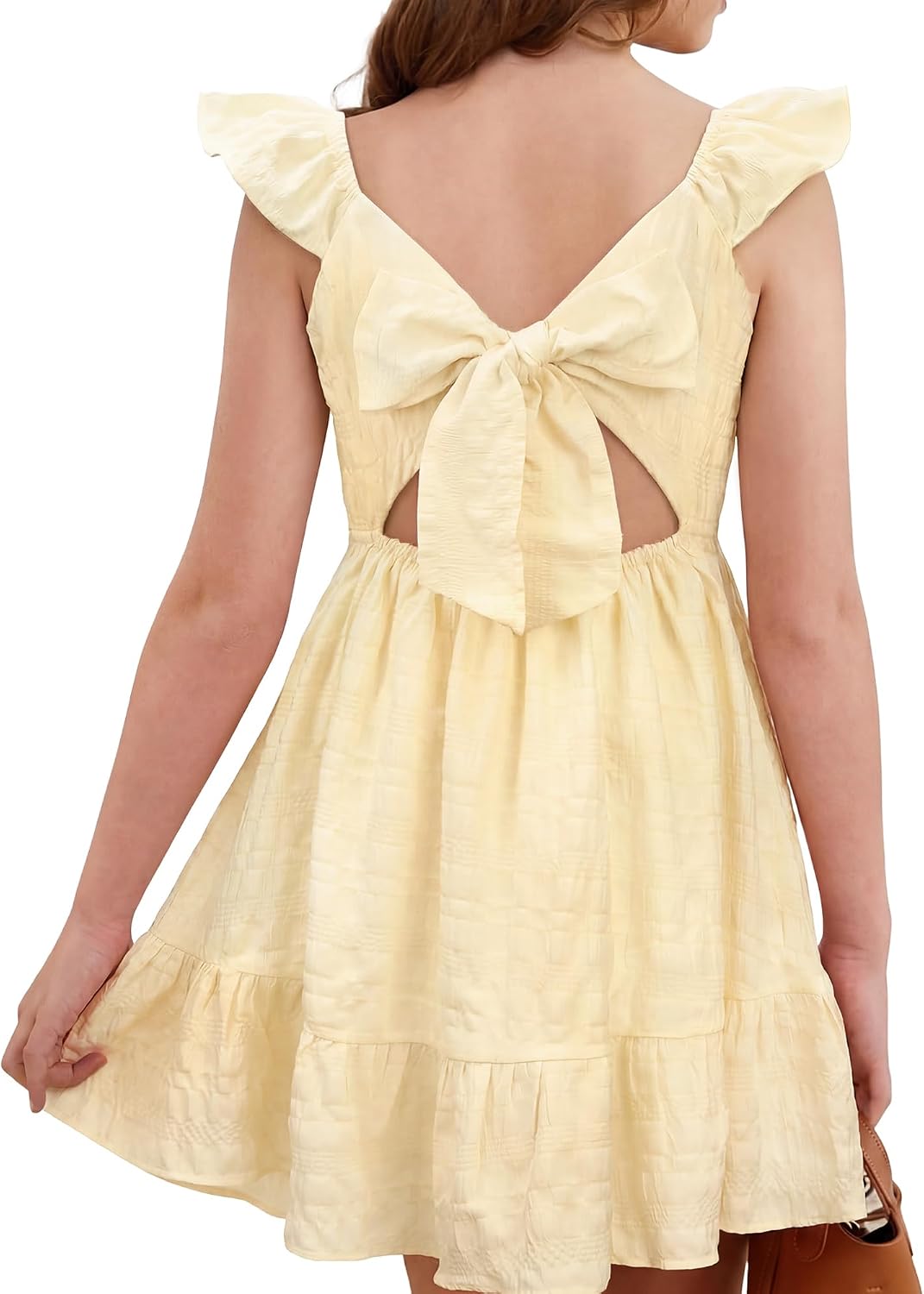 Stelle Girls Square Neck Flutter Sleeve Tie Back Dress 5-15 Y