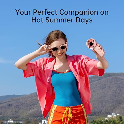 Miniatura 5 de JISULIFE Ventilador de mano Life4, ventilador recargable portátil de 5000 mAh, viento turbo de 5 velocidades, refrigeración de 15 horas, pantalla