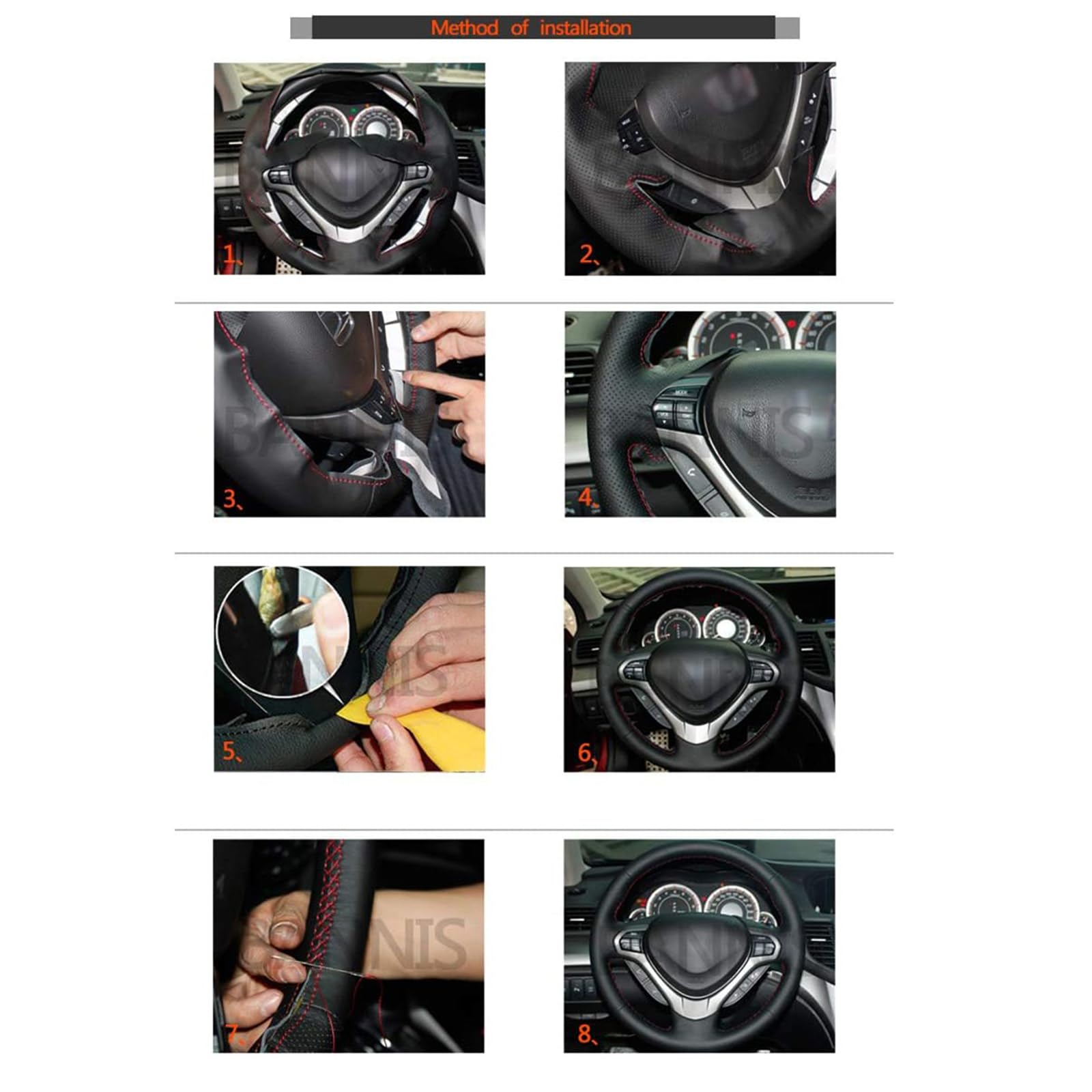 Czarny pokrowiec na kierownicę z prawdziwej skóry do Tesla Model S 2009-2021 Model X 2012-2021 (czarna nić)