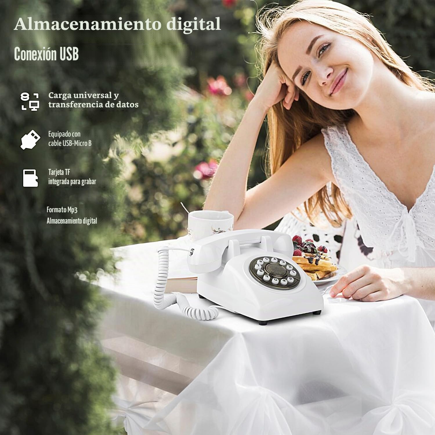 Libro de invitados de boda de audio, teléfono vintage personalizado, libro de visitas de audio grabable alternativo para bodas, bebés/despedidas de soltera, cumpleaños, graduación y eventos (blanco)