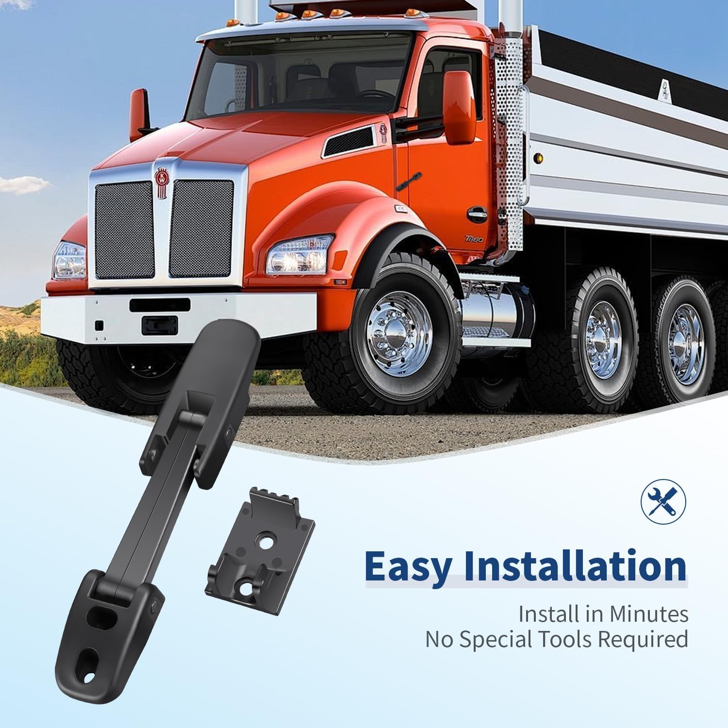 2 PCS Premium Heavy Duty Hood Latch Kit, LH/RH, Fits Kenworth T170 T270 T300 T370 T440 T470 T660 / Peterbilt 325 335 337 340 348 384 386 567 569 / Mack CH/Blue Bird, Replace 315-5502 315-5503