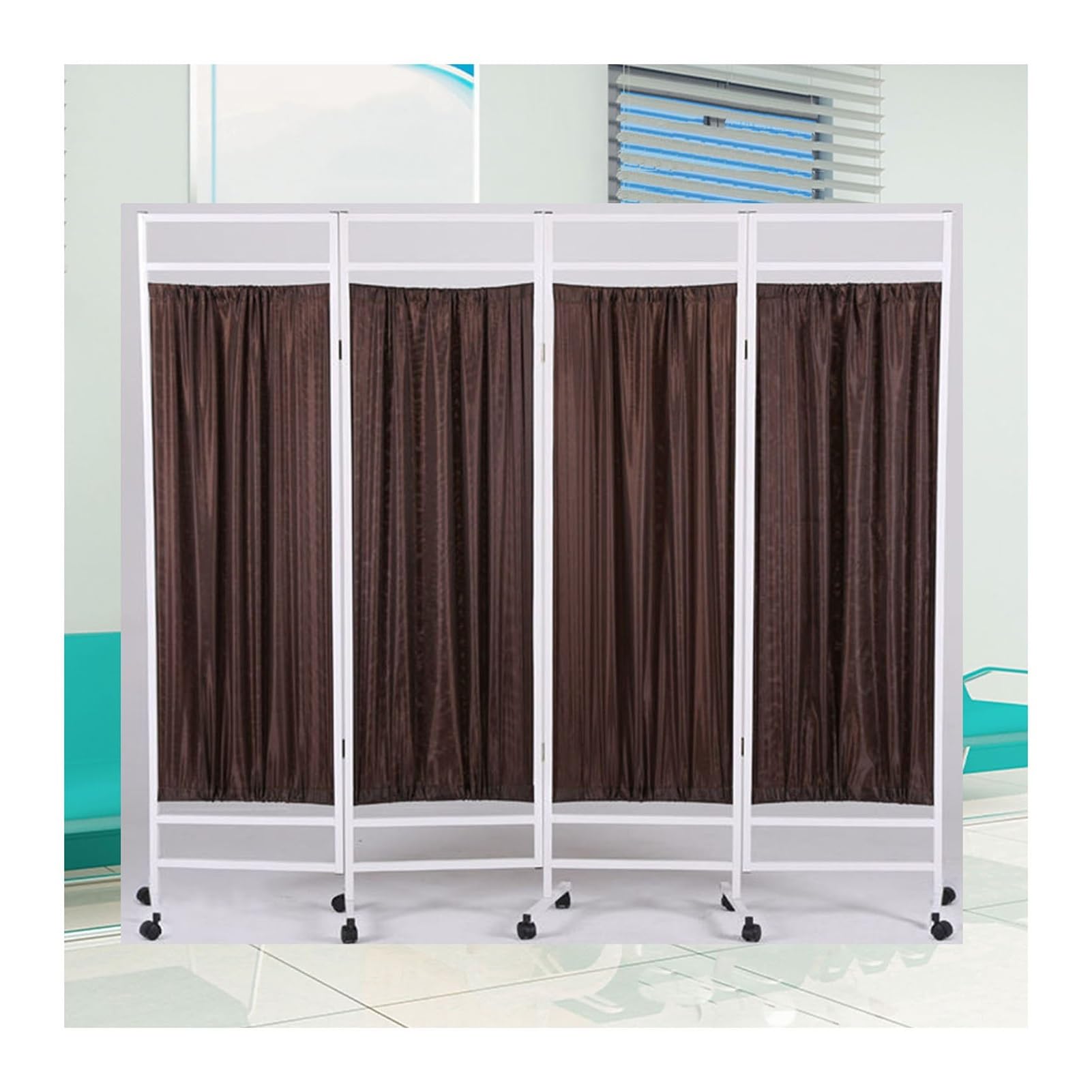 Paravent Médical À roulettes 4 Panneaux, Séparateur De Pièce Pliable 6 Pieds Haut for Adultes, Adapté Aux Hôpitaux, Bureaux Et Salons Beauté(Color-1)