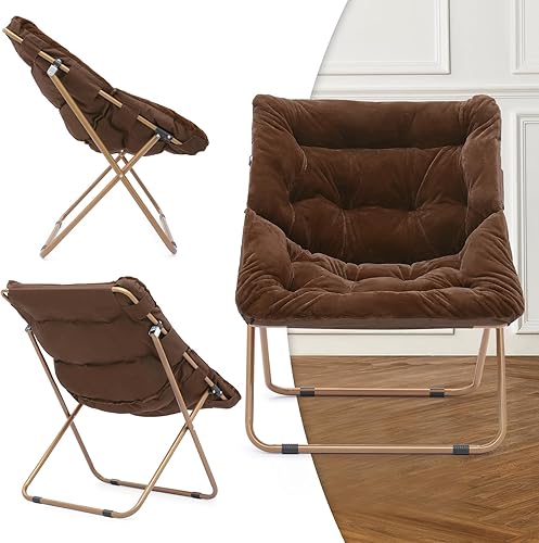 Miniatura 91 de MoNiBloom Silla cuadrada plegable de piel sintética para dormitorio, sala de estar, dormitorio, marco de metal plegable, de gran tamaño, cómoda,