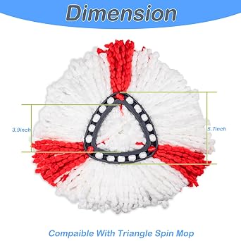 6 Pack Mop Head Replacement Compatible for vileda Triangle Swivel Mops - Mop heads replacement(RED)