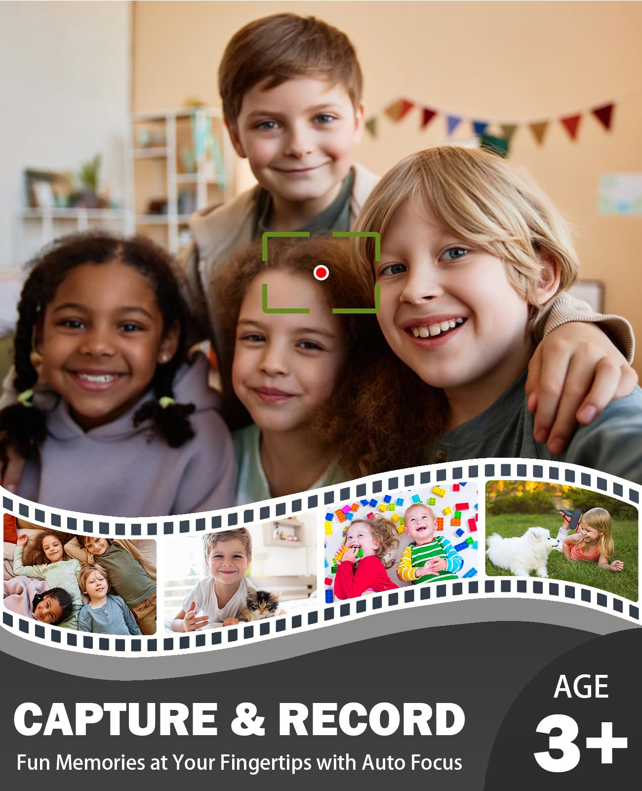 HEYMAO Children’s Camera 2.4" Flip Screen 64MP 1080P with 32GB SD Card Kids Digital Camera for Boys and Girls Toys 3-12 Years Old - Image 4