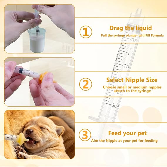 Puppy Bottles for Nursing,Puppys Bottles for Nursing Newborn Puppy,Syringe for Feeding Cat Bottle for Kittens,New Upgrade Kitten Silicone Newborn Supplies (Yellow)