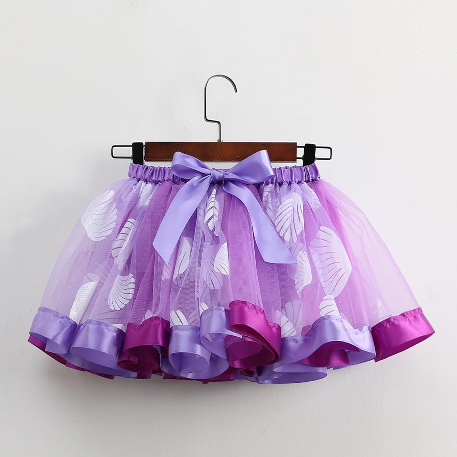 Tulle Tutu Skirt for Girls Elastic Waist Ruffle Pettiskirt Fluffy Ballet Bottom Cute Bow Princess Party Dance Wear
