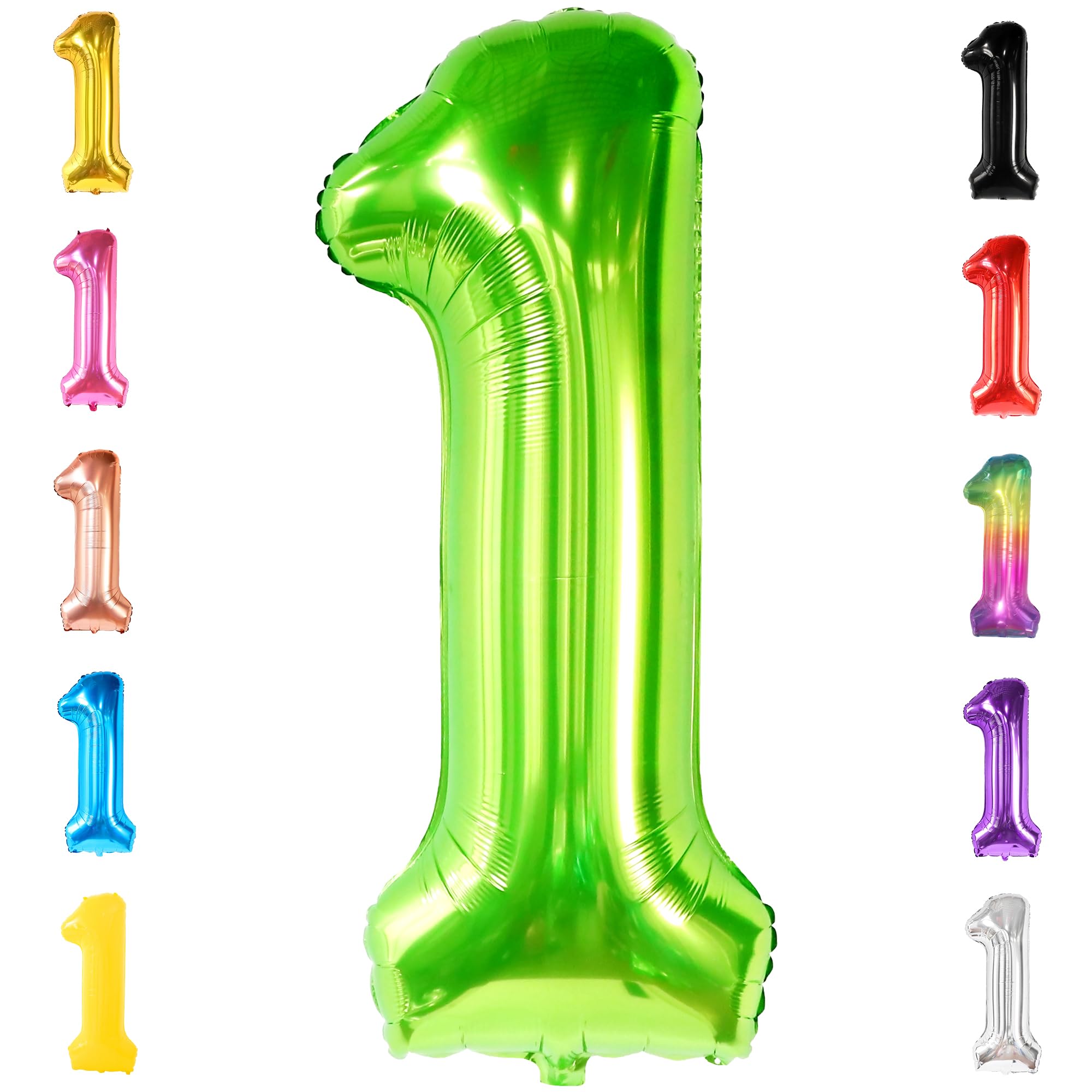 KatchOn, Large Green Number 1 Balloon - 40 Inch | Mylar Foil Balloon For 1st Happy Birthday Decorations | Green Number 1 Balloon For 1st Anniversary