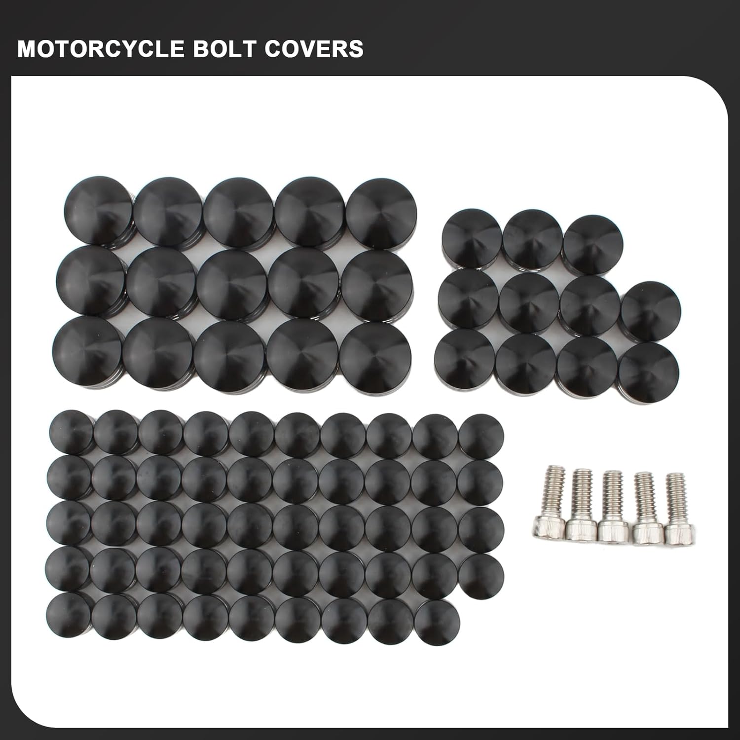 75PCS Motorcycle Bolt Covers Engine Twin Cam Toppers Head Bolts Caps for Harley Touring 2007-2016 Road King Electra Glide Street Glide Road Glides Aluminum (Black)