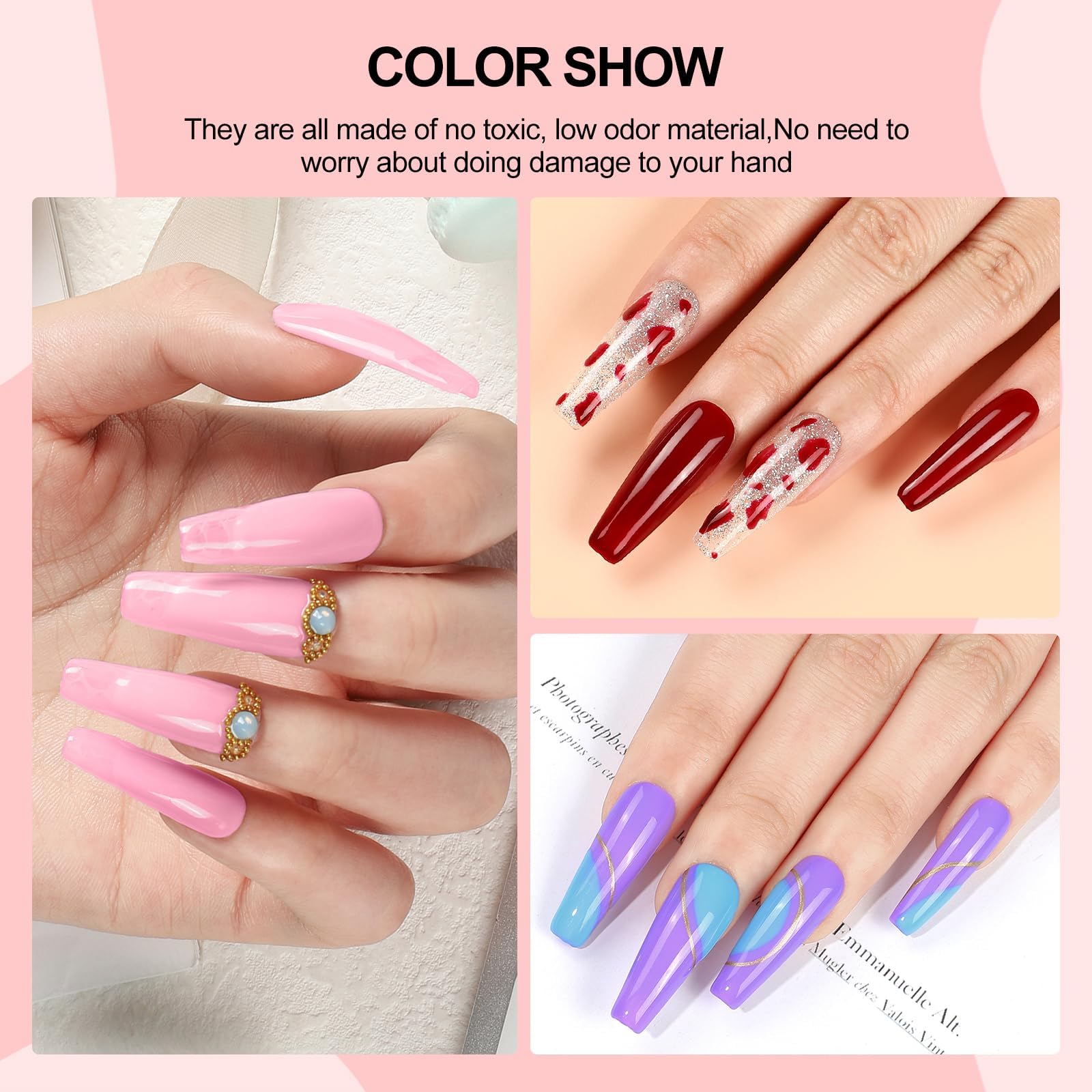 COSCELIA Zestaw Startowy do Paznokci Żelowych - 40 Sztuk, Lakiery UV z Lampą, Base Coat Top Coat, Studio Paznokci, Kompletny