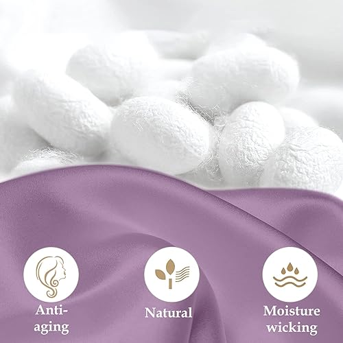 Miniatura 4 de INSSL - Funda de almohada de seda de morera para mujeres, para cabello y piel, te mantiene cómoda y transpirable durante el sueño (color morado, de