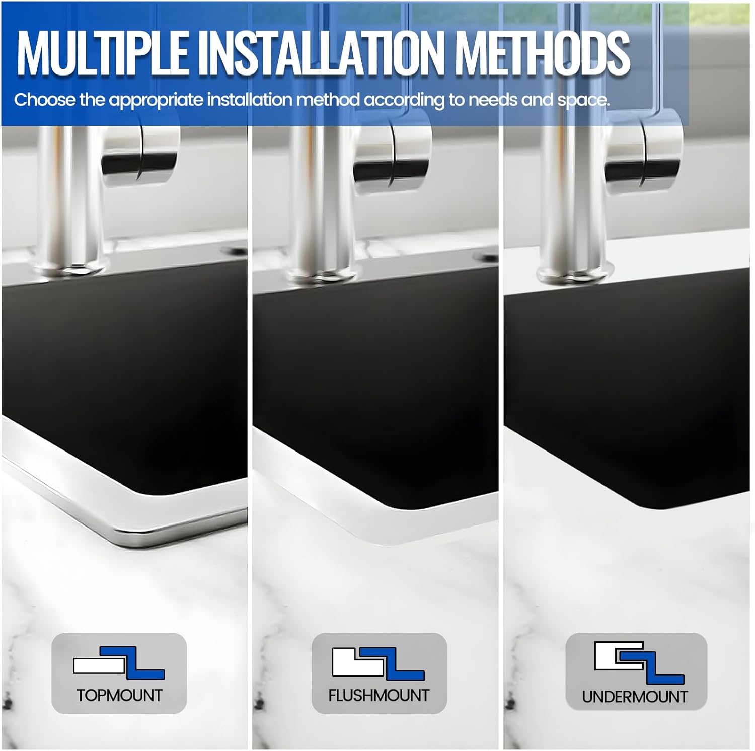 Large Kitchen Sink, With Drain Kits, 304 Stainless Steel, Heavy Duty Kitchen Bar Sink, Single Bowl Sink, For Drop In, Undermount(B,85x50x22cm)