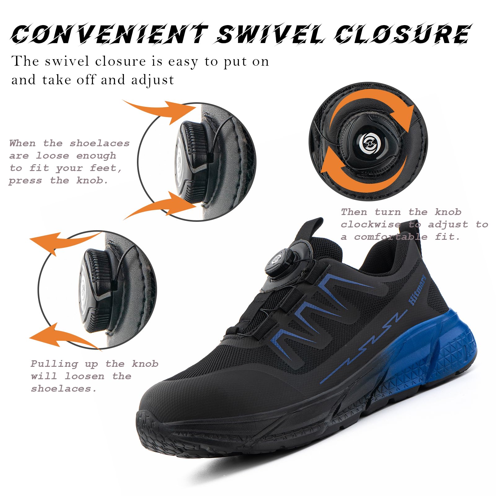 Chaussures de Sécurité S3 Hommes Femmes Embout Acier Antidérapante Légère Bleu 43