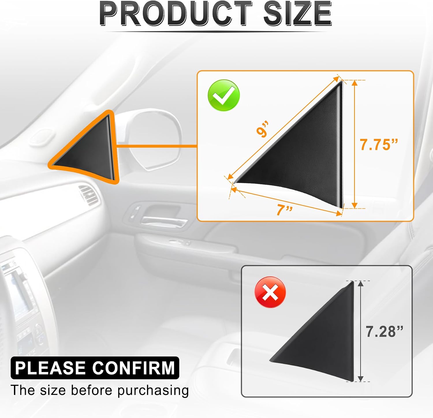 GaRhomxy Front Door Upper Trim Panel Triangle Cover Compatible with 2007-2014 Chevy Avalanche SuburbanTahoe Silverado, GMc Sierra Replaces 25857289 25857294 - Driver & Passenger Side