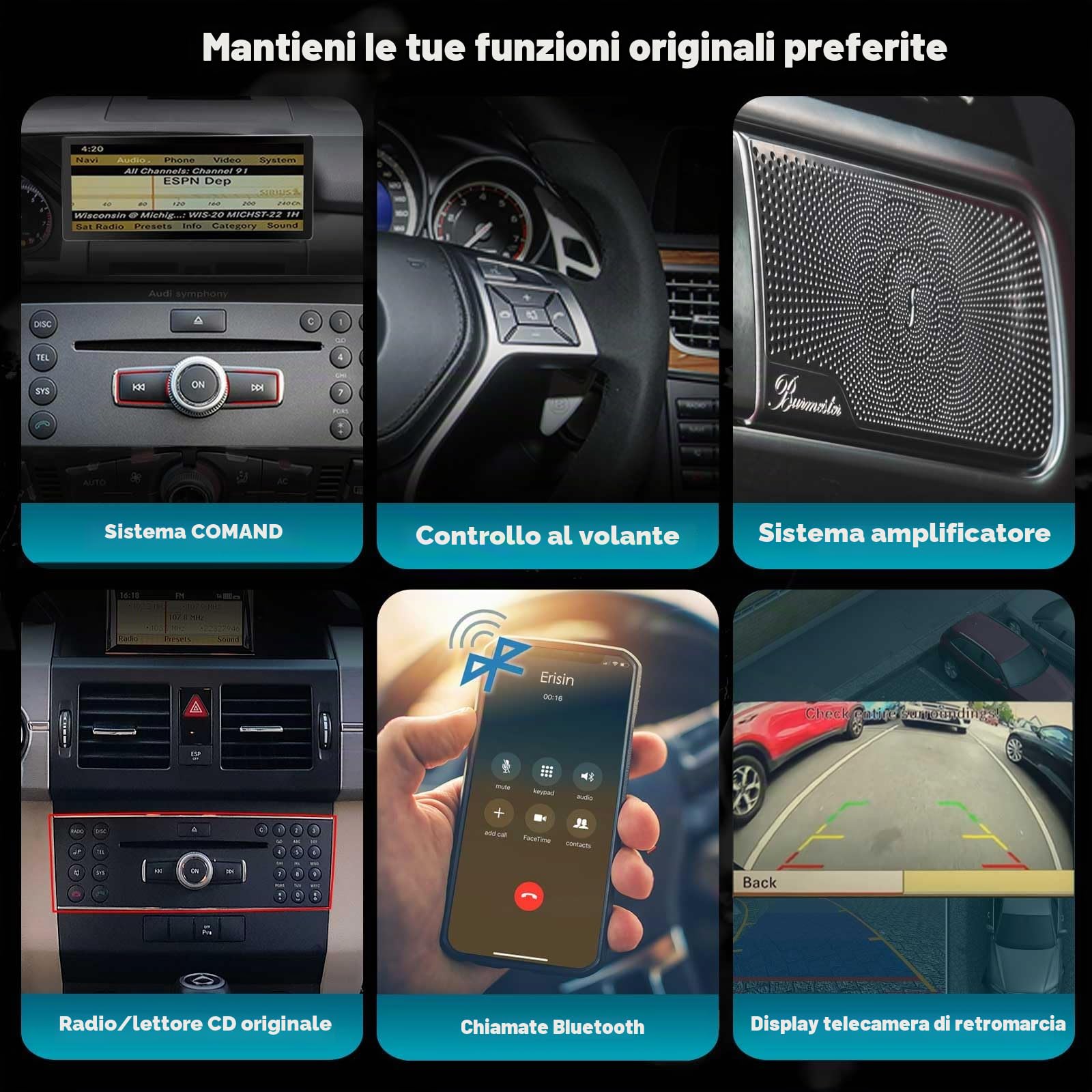 10,25 pollici 8-Core 4GB+64GB Android 14 Autoradio Bluetooth GPS Navigatore per Mercedes Benz Classe GLK X204 2009-2012 NTG 4.0 Supporta CarPlay Android Auto WiFi 4G DAB+ IPS Schermo USB DSP Canbus