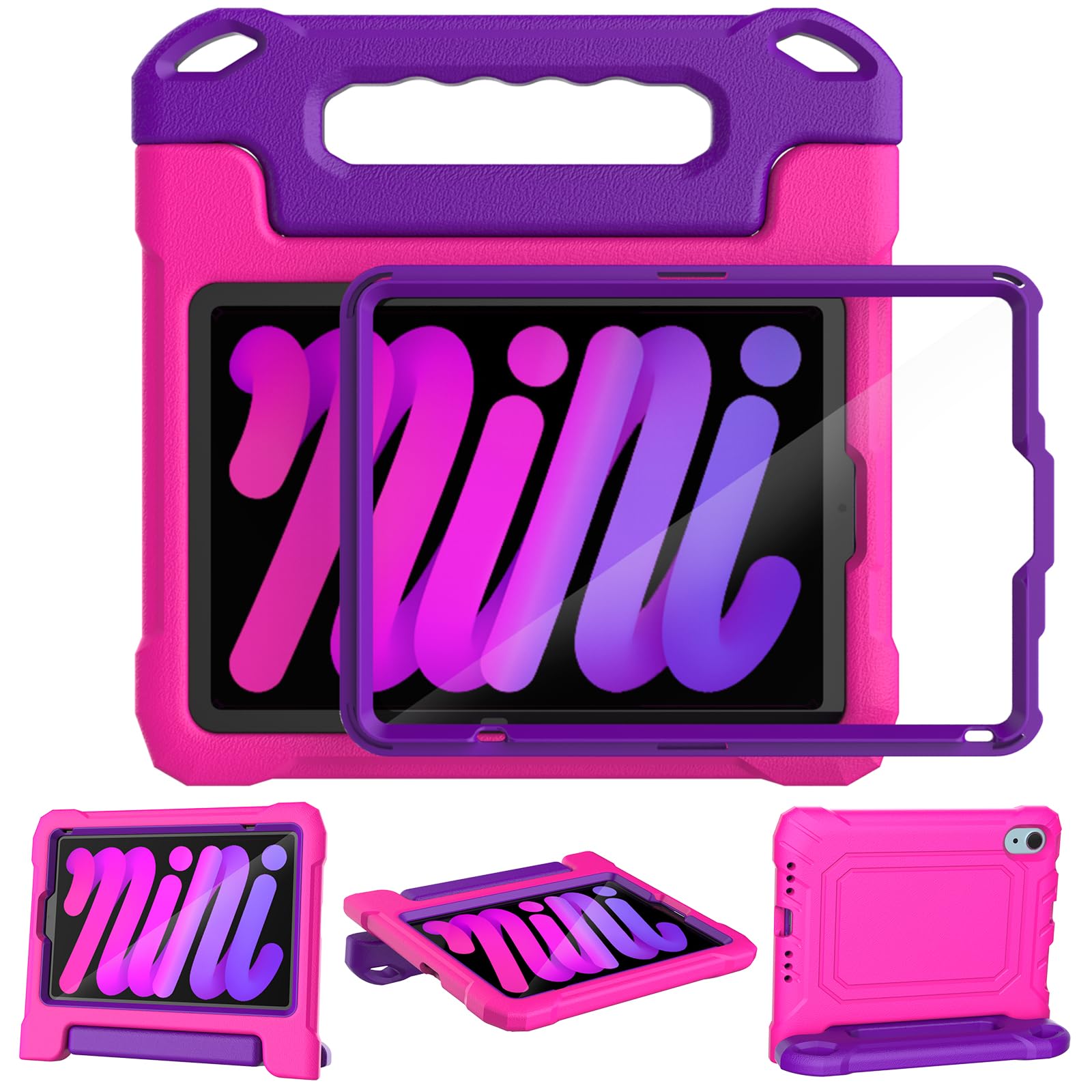 YIHE Kids Case for 8.3 inch iPad mini 7 (A17 Pro) 2024 & iPad mini 6 (A15) 2021, Shockproof Cases for iPad mini 7th/6th Generation with Built-in