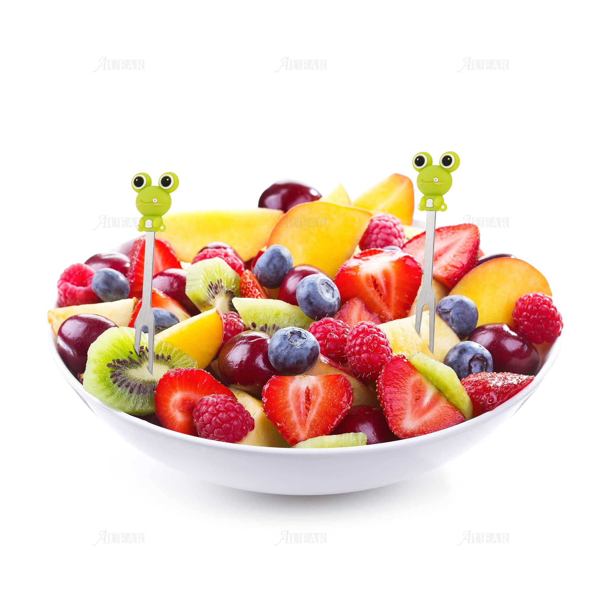 AUEAR Set of 6 Stainless Steel Fruit forks Cute Animal Food Picks Dessert for Bento Lunch Box, Party Choose — Amazon image 3